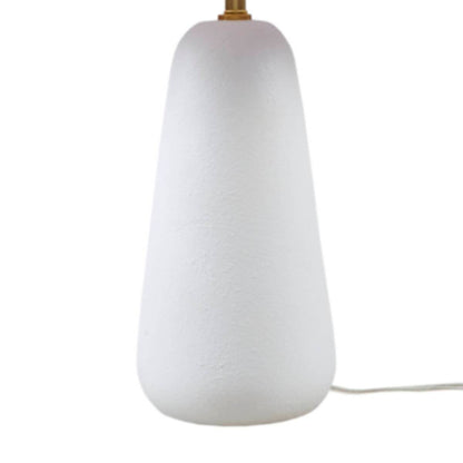 Textured Ceramic Table Lamp with Fluted Fabric Shade - White