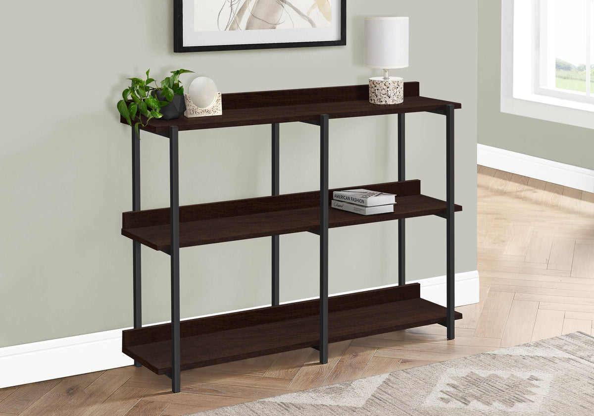 Accent Console Table with 3-Tier Design - Light Brown, White, Black, or Dark Brown