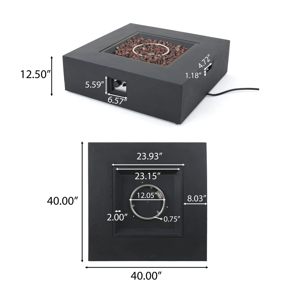 Outdoor 50000 BTU Propane Fire Pit - Dark Grey