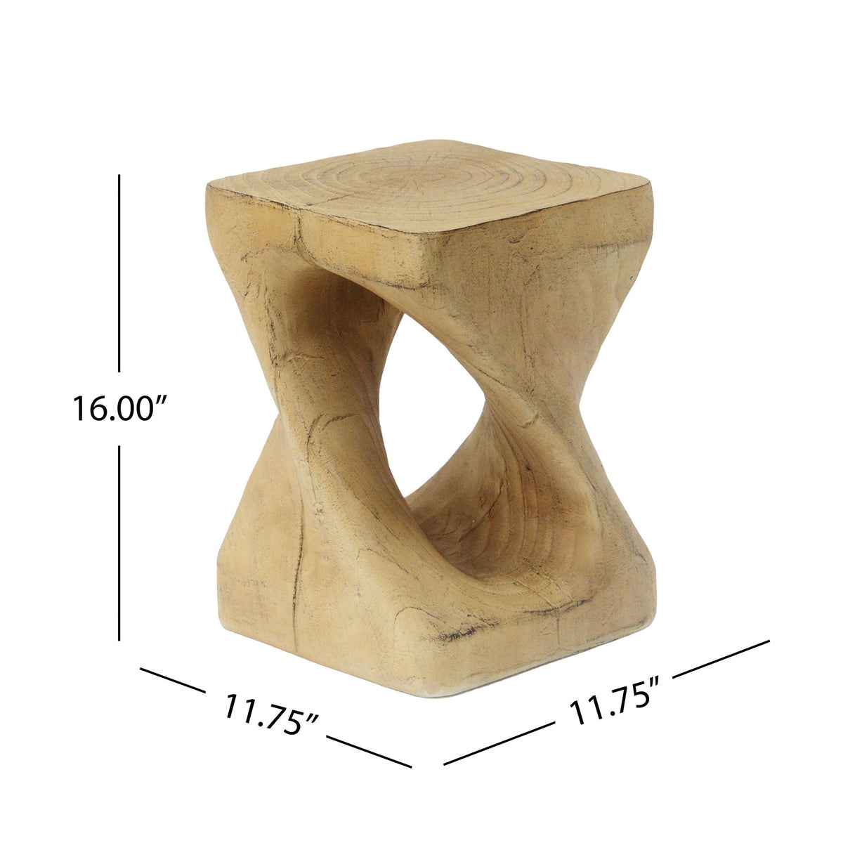 Twist Shape Side Table with Weather-Resistant Magnesium Oxide - Light Brown or Black