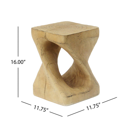 Twist Shape Side Table with Weather-Resistant Magnesium Oxide - Light Brown or Black