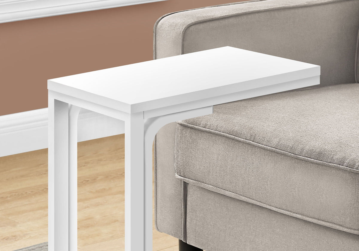 C-Shaped Accent Table with Metal Base - White