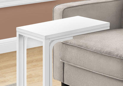 C-Shaped Accent Table with Metal Base - White