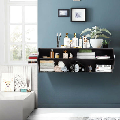 48.5 Inch 2 Tier Modern Wall Mounted Hanging Floating Shelf