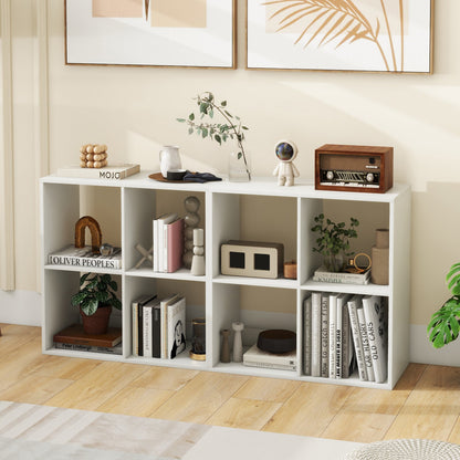4 Cube Bookshelf with Back Guardrail for Living Room Bedroom