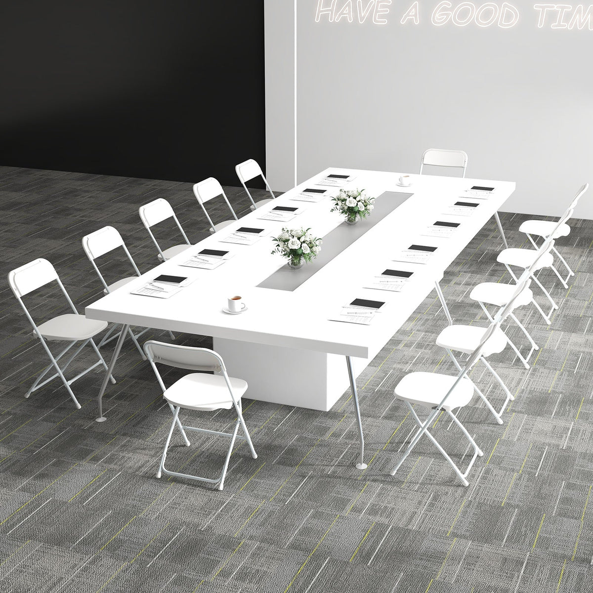 4 Pack Metal Folding Chairs with Plastic Seat and Back-White