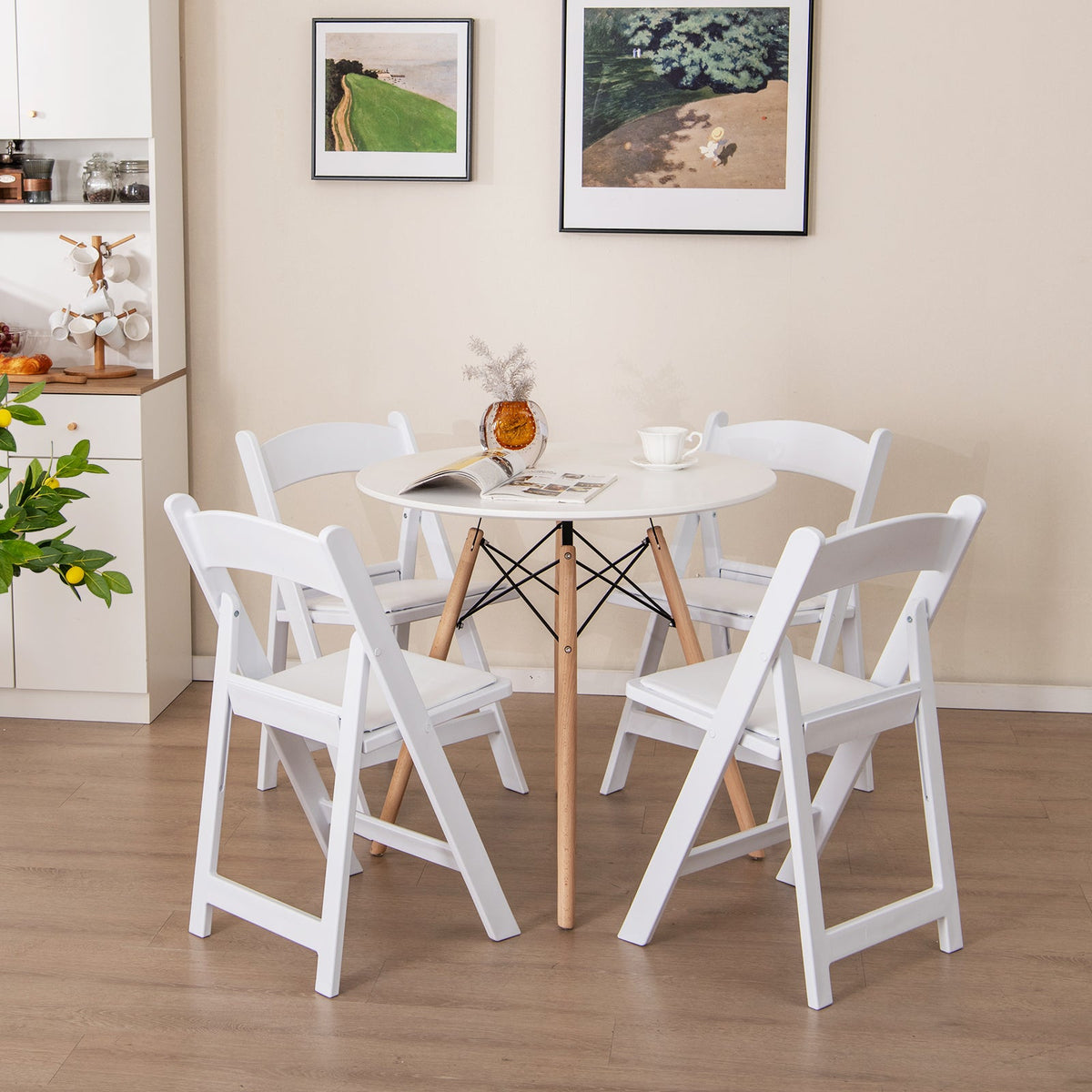 4 Pack Resin Folding Chairs with Padded Seat