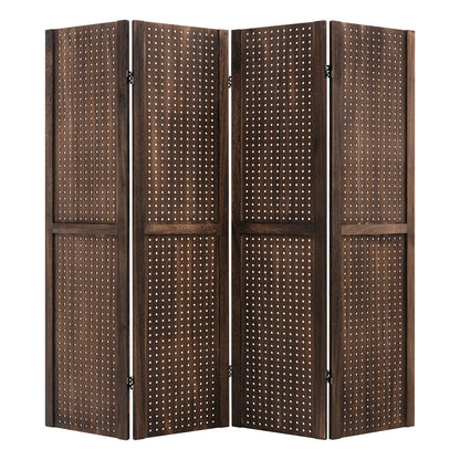 4-Panel Pegboard Display 5 Feet Tall Folding Privacy Screen for Craft Display Organized