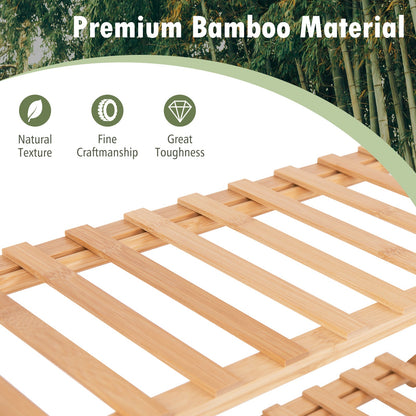 4-Tier Foldable Bamboo Shoe Rack with Slatted Shelves-Natural