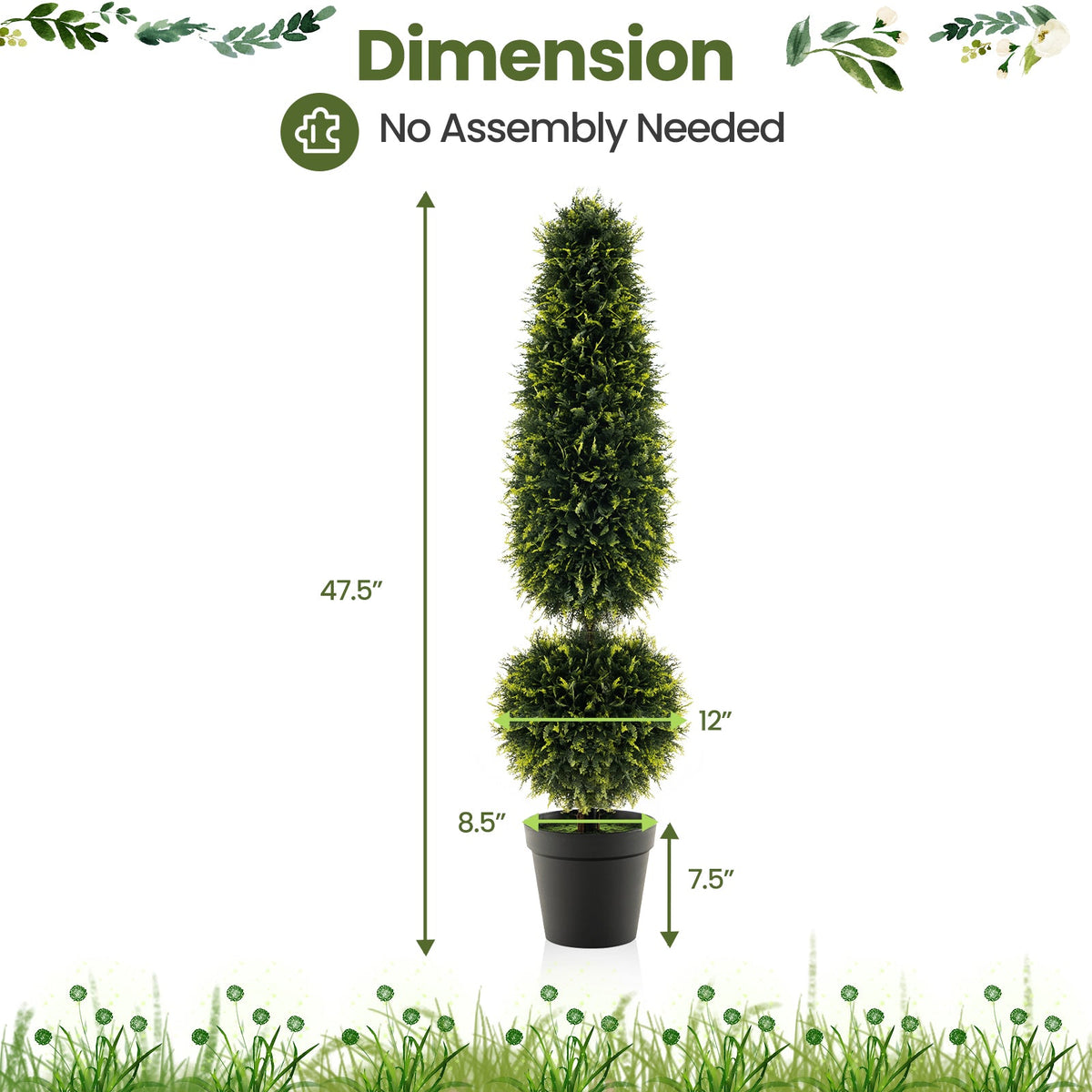 4 Feet Artificial Boxwood Topiary Tree with Natural Vines and PE Leaves-Green