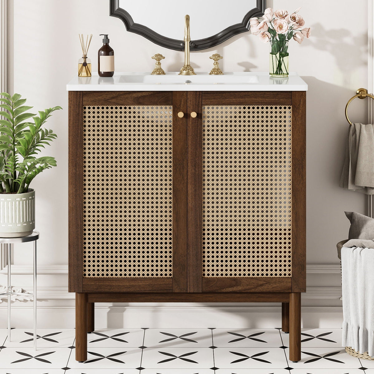 Bathroom Vanity Cabinet with Soft-Close Doors - Dark Brown or Light Brown