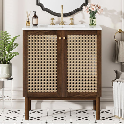 Bathroom Vanity Cabinet with Soft-Close Doors - Dark Brown or Light Brown