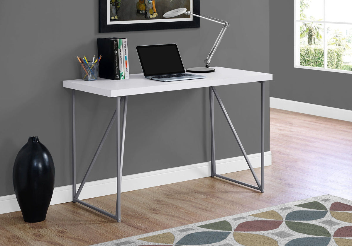 Contemporary White Computer Desk for Home Office & Laptop