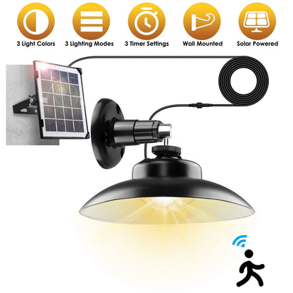 Solar Shed Light with Separate Panel Wall Mounted Solar Pendant Light Indoor Outdoor with Remote Timer 3 Modes 3 Light Colors IP 55 Waterproof for Gaz