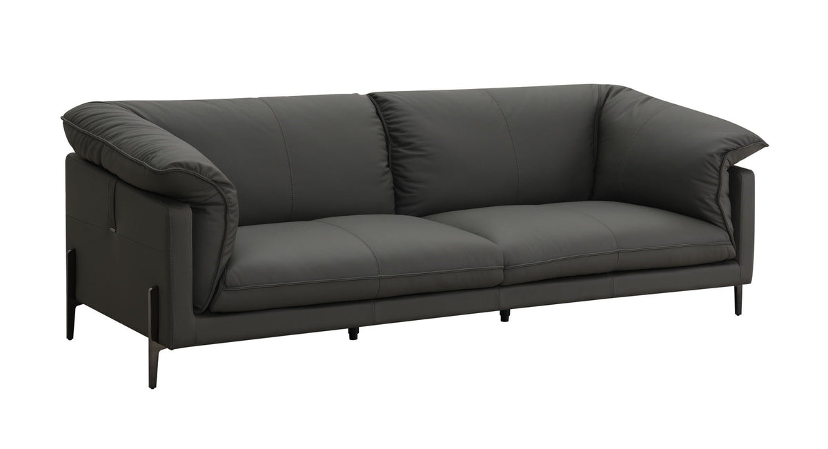 Top Grain Leather Loveseat with Memory Foam Cushions - Black