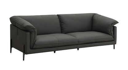 Top Grain Leather Loveseat with Memory Foam Cushions - Black