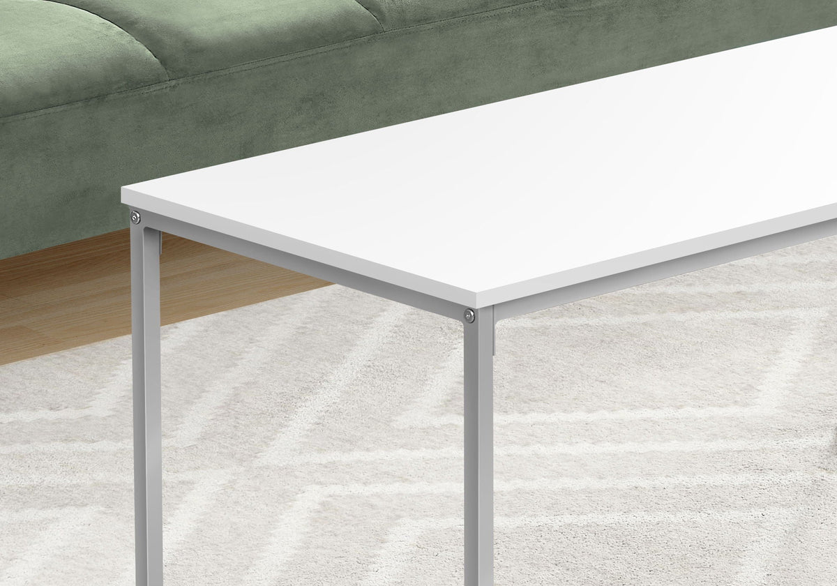Rectangular Contemporary Coffee Table with Metal Legs - Light Brown, Dark Gray, or White