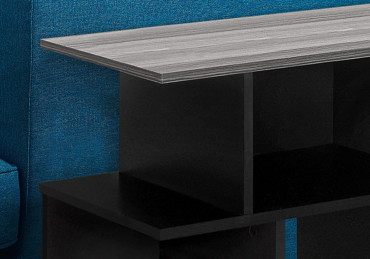 Black Accent Side Table with Six Open Shelves - Contemporary Wood