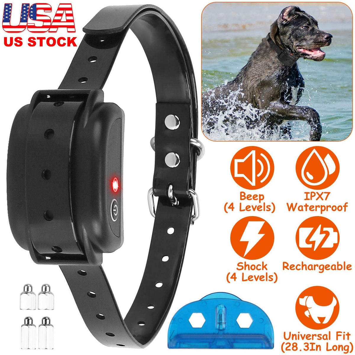 IPX7 Waterproof Electric Dog Training Collar Rechargeable Receiver Beep Shock for Small Medium Large Dogs