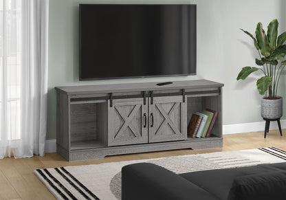 Transitional TV Stand Console with Barn Doors - Light Brown, Dark Gray, or Pearl Silver
