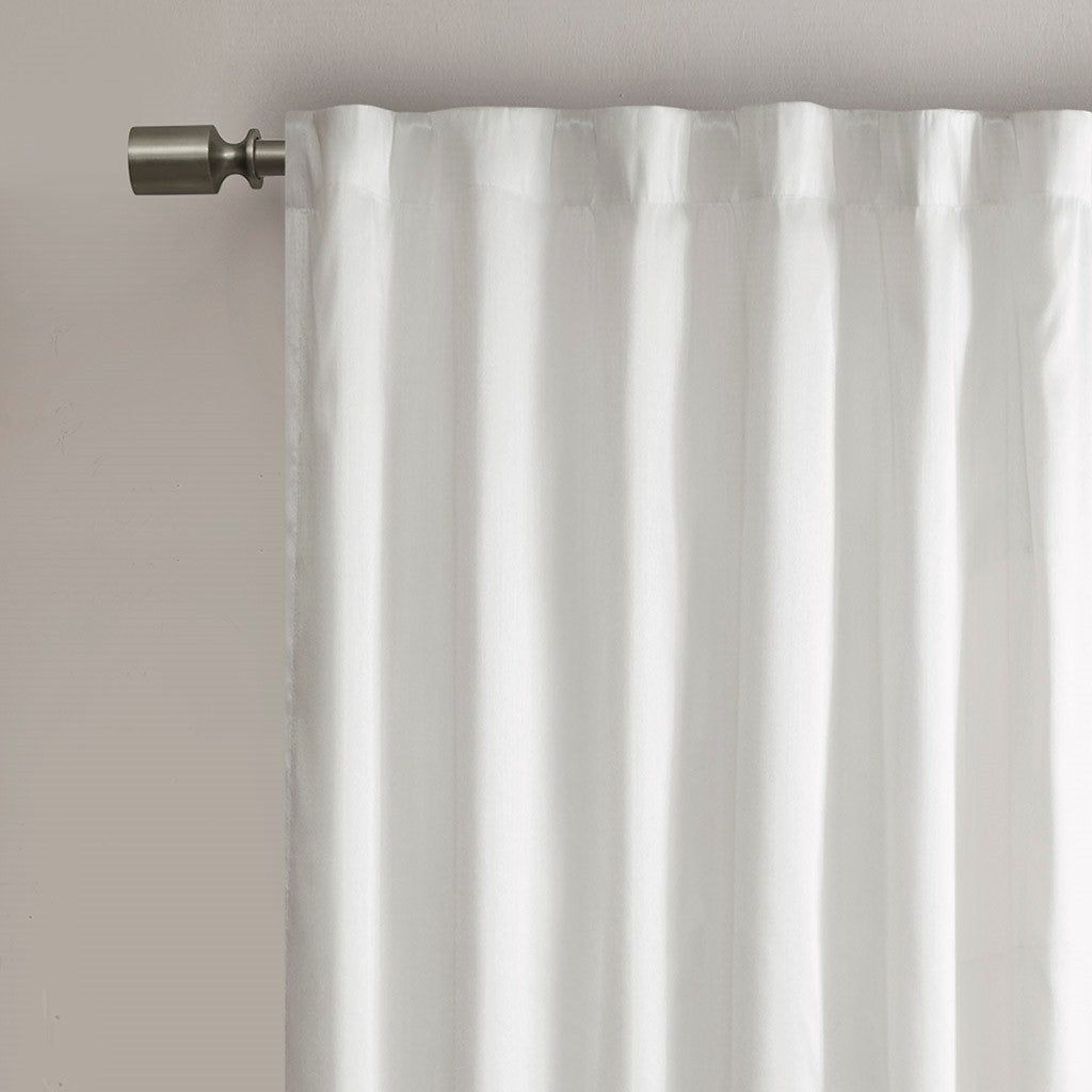 White Embroidered Curtain Panel with Lining - 50x95 Inches