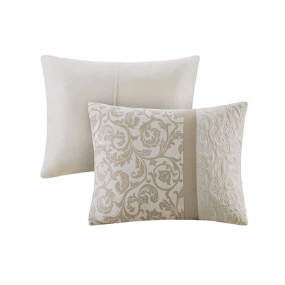 Embroidered 8 Piece Comforter Set with Hypoallergenic Fill - Neutral King