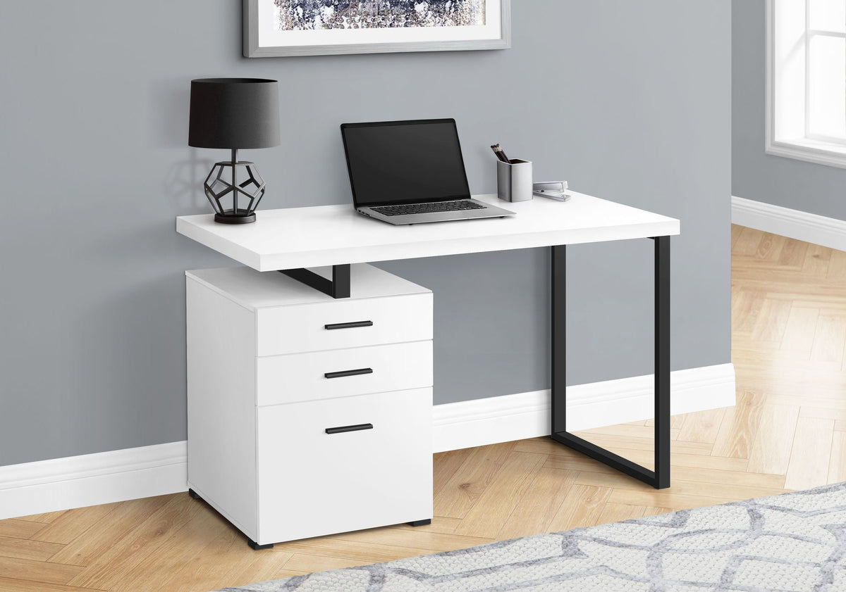 Reversible Computer Desk with Storage Drawers - Multiple Colors