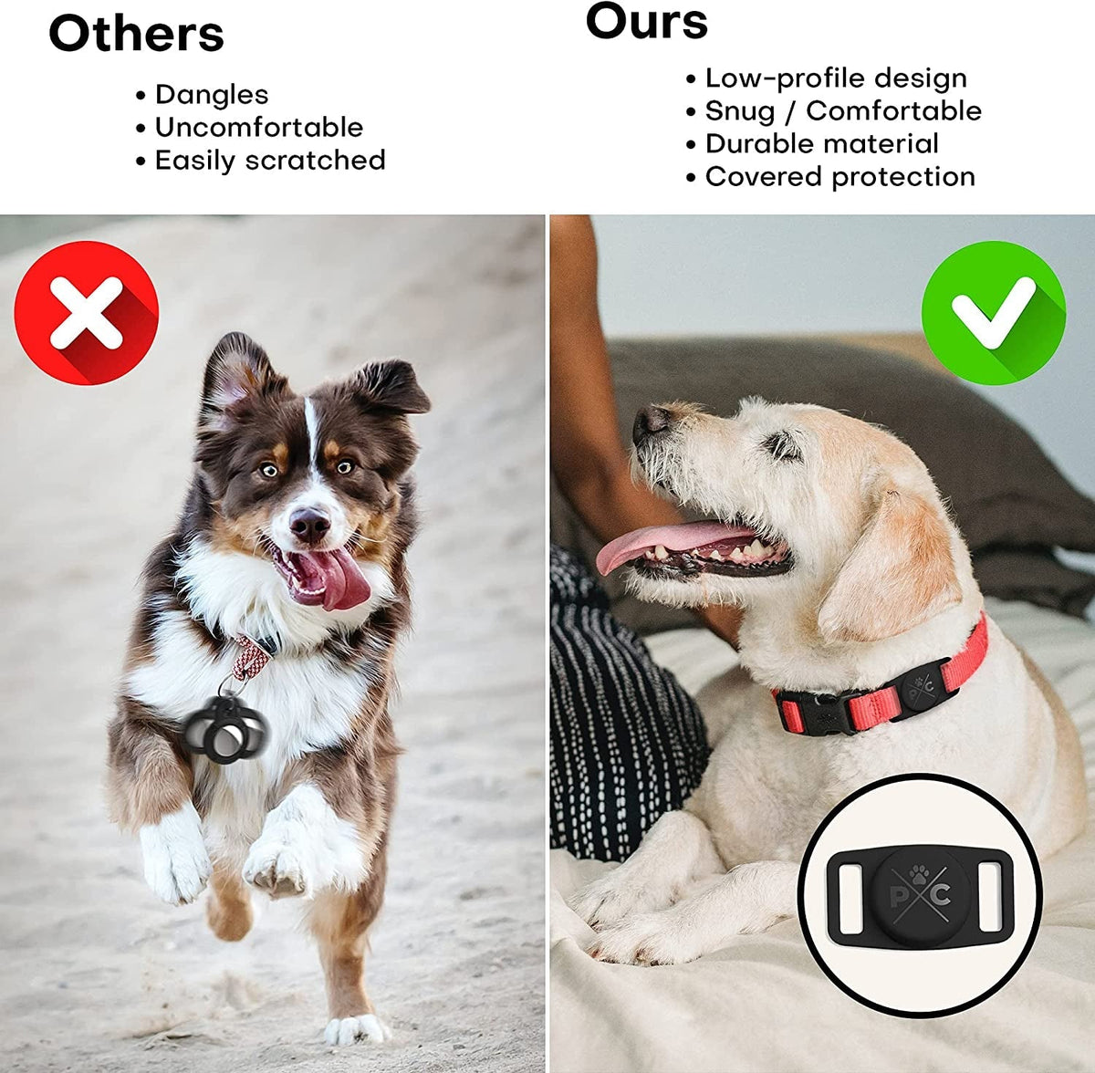 Airtag Dog Collar Holder, Extra-Durable, Lightweight,