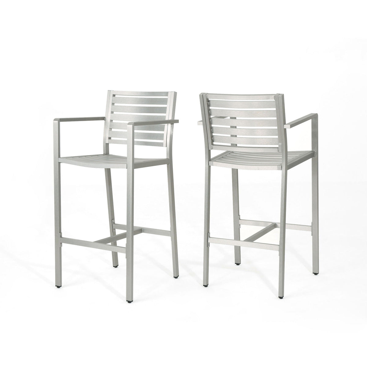 Outdoor Aluminum Rust Proof Barstools with Modern Design - Silver