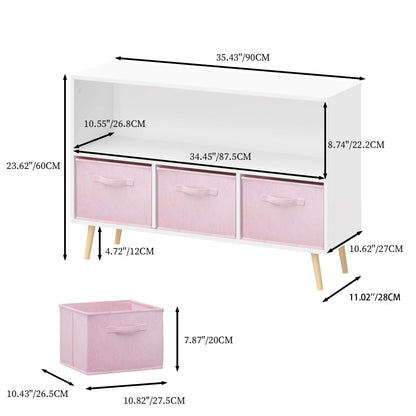 Bookcase With Collapsible Drawers Organizer - Gray, Pink, or Purple
