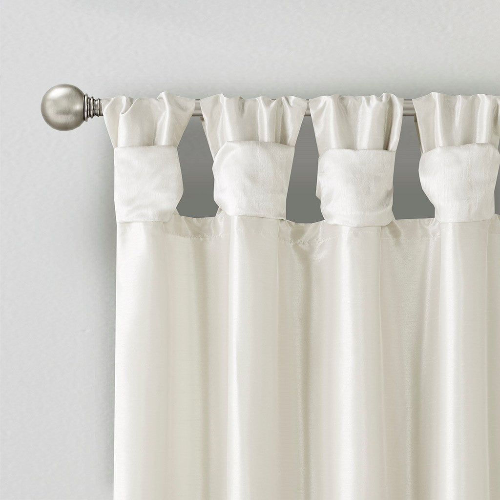 Twist Tab Lined Window Curtain Panel with Enhanced Privacy - White