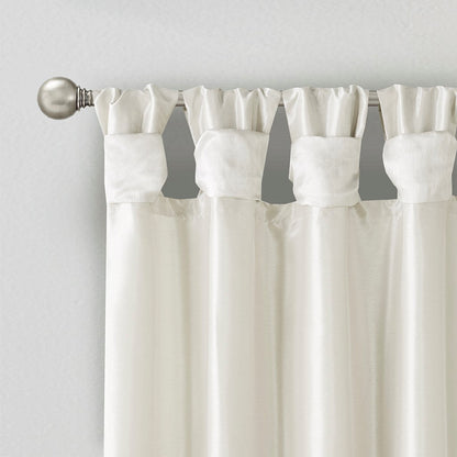Twist Tab Lined Window Curtain Panel with Enhanced Privacy - White