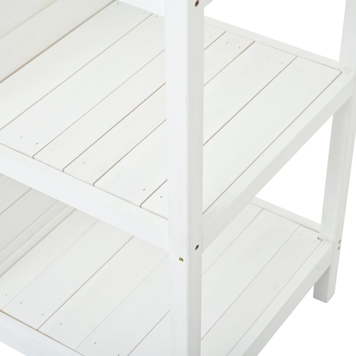 66" Farmhouse Potting Bench Table with Drawers and Shelves - Natural Fir