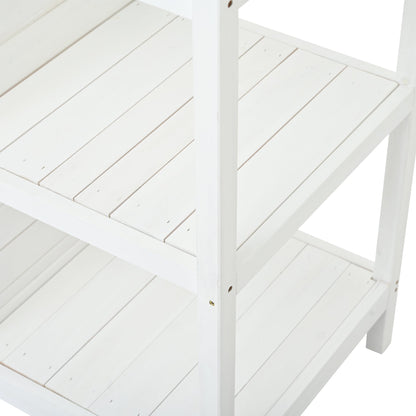 66" Farmhouse Potting Bench Table with Drawers and Shelves - Natural Fir