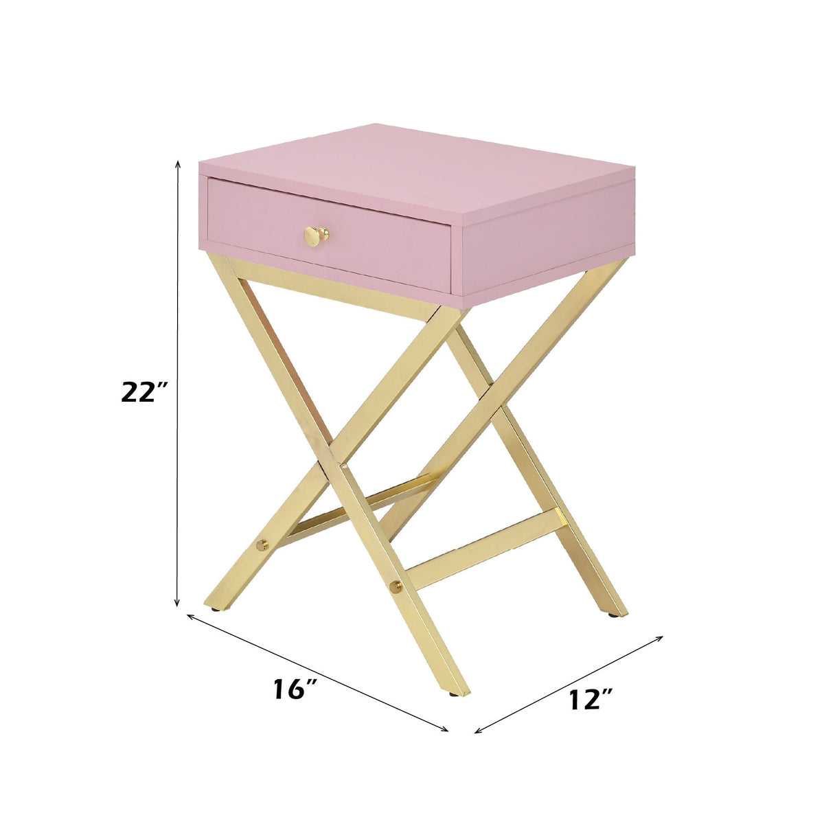 Coleen Elegant Design Accent Table with Drawer - Black, Pink or White