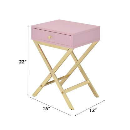 Coleen Elegant Design Accent Table with Drawer - Black, Pink or White