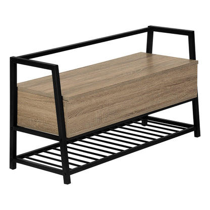 Rectangular Storage Bench with Flip-Top Storage - Gray or Light Brown