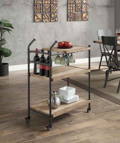 Oak & Sandy Black Serving Cart with 3-Tier Storage – Brantley