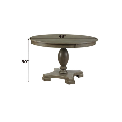 Waylon Dining Table with Turned Pedestal Base - Gray / Oak