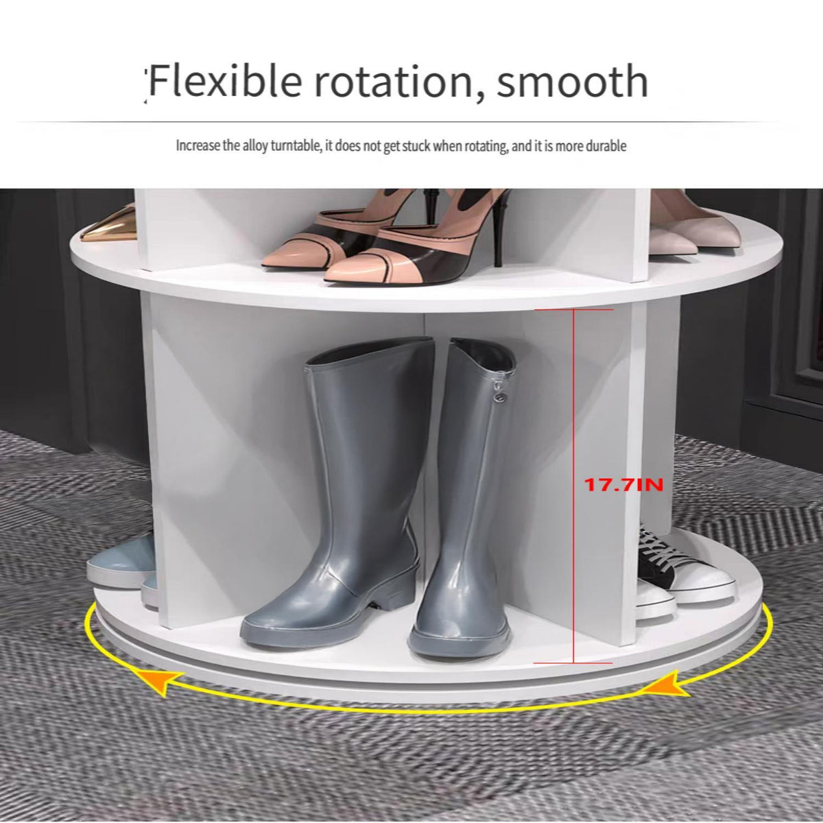 8 Tier Rotating Shoe Rack Tower with 360 Degree Spinning - White