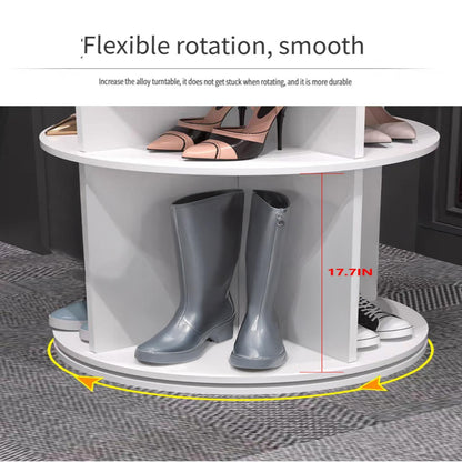 8 Tier Rotating Shoe Rack Tower with 360 Degree Spinning - White