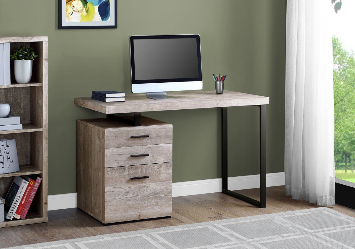 Reversible Computer Desk with Storage Drawers - Multiple Colors