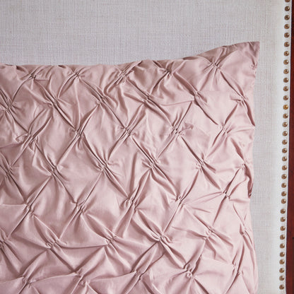 8 Piece Cotton Printed Comforter Set with Embroidered Pillows - Blush