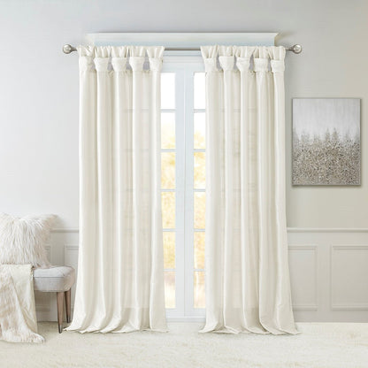 Twist Tab Lined Window Curtain Panel with Enhanced Privacy - White