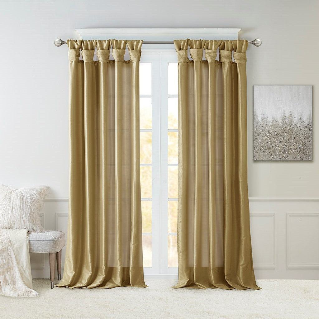 Twist Tab Lined Window Curtain Panel with DIY Twist Tabs - Bronze