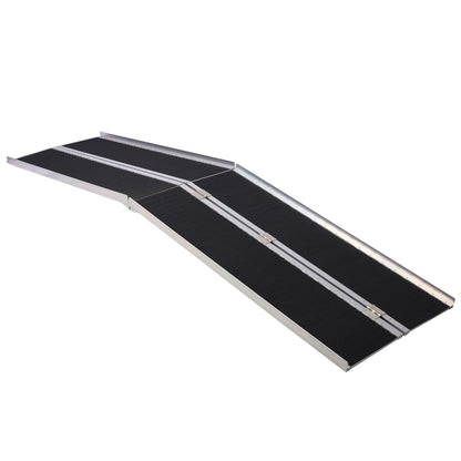 Portable Foldable Wheelchair Ramp with Non-Skid Surface - Black