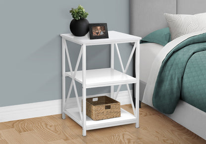 3 Tier Accent Table with Marble Look Top - White, Light Brown, Gray, Black