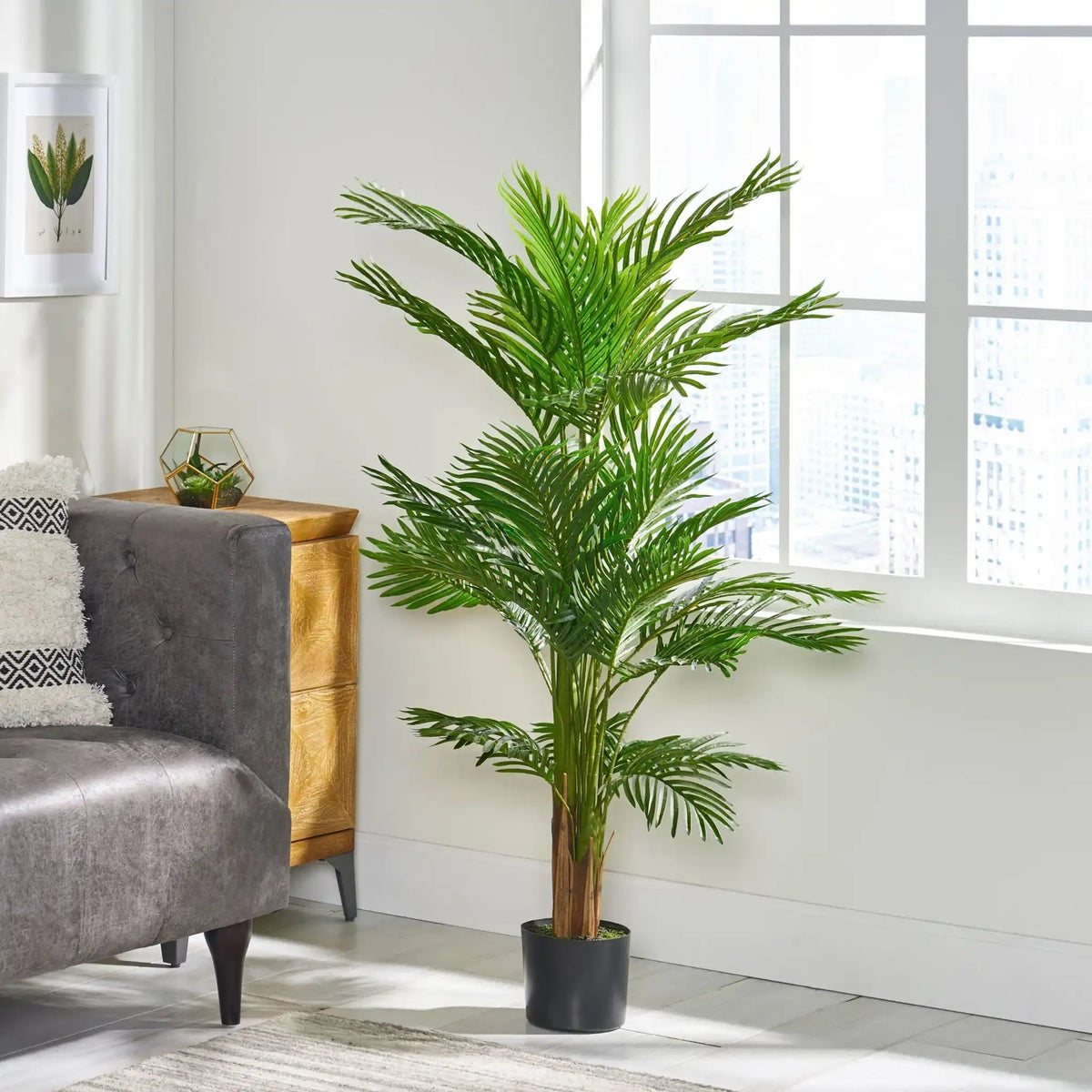 Artificial Palm Tree with Realistic Green Foliage - Green