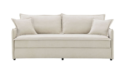 Beige Fabric Sleeper Sectional Sofa with Storage and 2 Toss Pillows - Elisea Collection