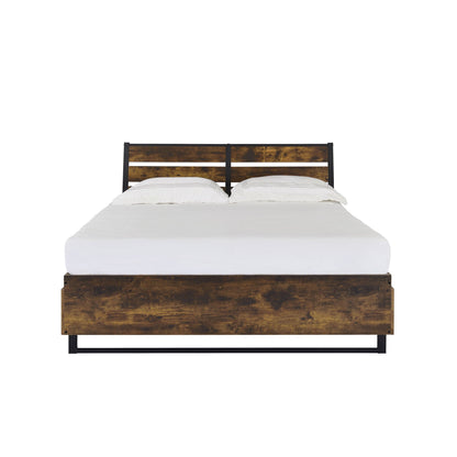 Juvanth Rustic Bed King Panel with Under Bed Storage Option – Dark Brown